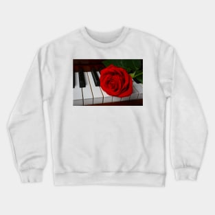 Wonderful Red Rose On Piano Keys Crewneck Sweatshirt